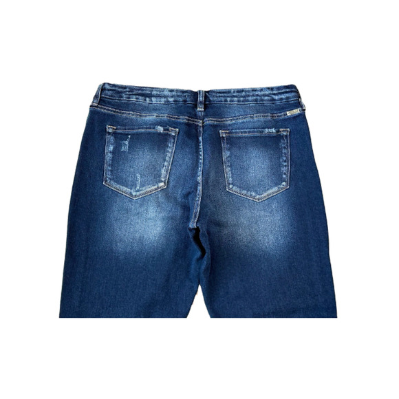 Kan Can Jeans Boyfriend Cuffed Distressed Button Fly Denim Blue Women’s 32 - Picture 5 of 8